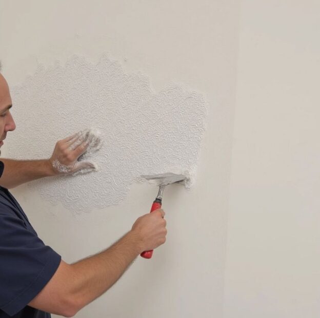 нанесение жидких обоев на стену